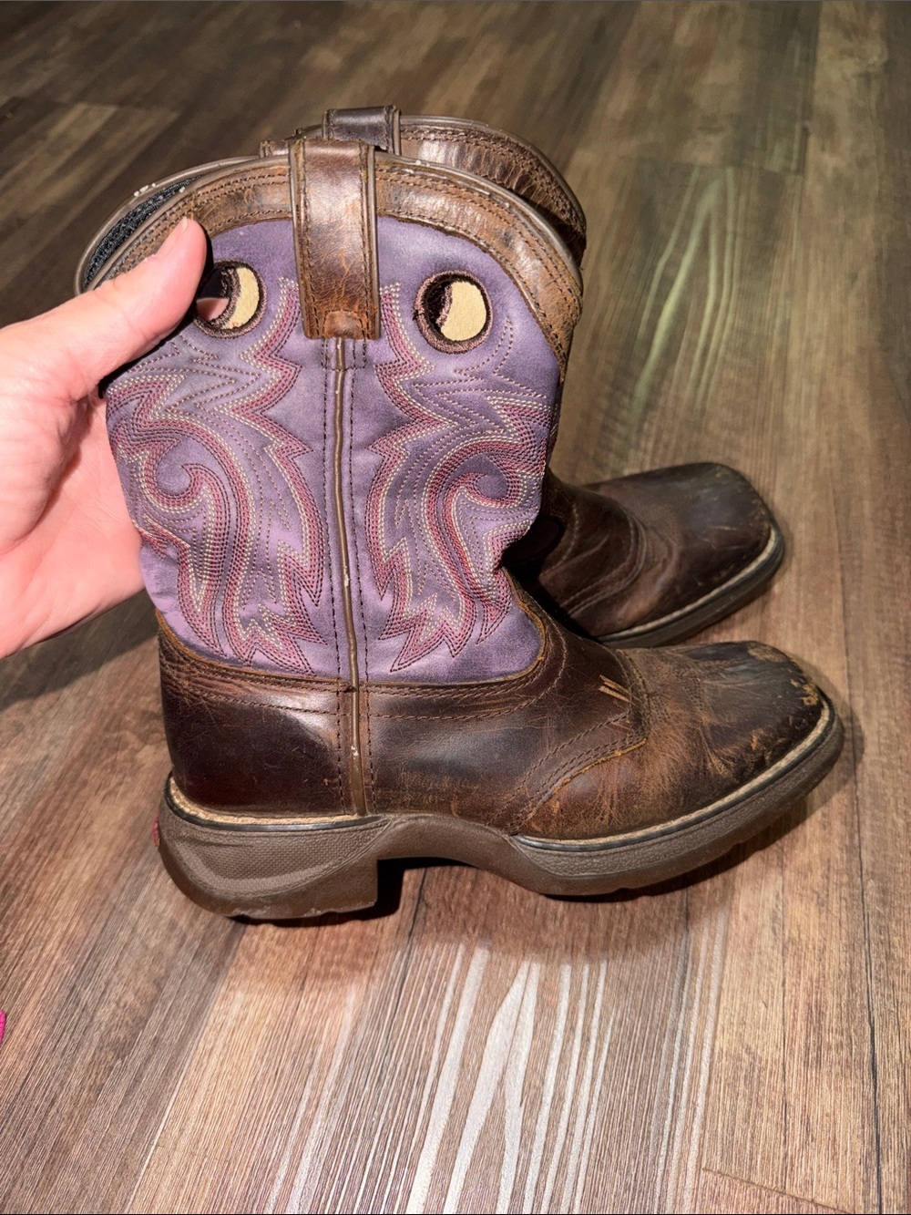DURANGO 8" Saddle Boots Kid's Size 1 Brown Purple